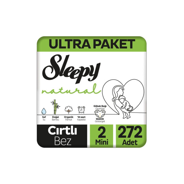 Sleepy Natural Ultra Paket Bebek Bezi 2 Numara Mini 272 Adet