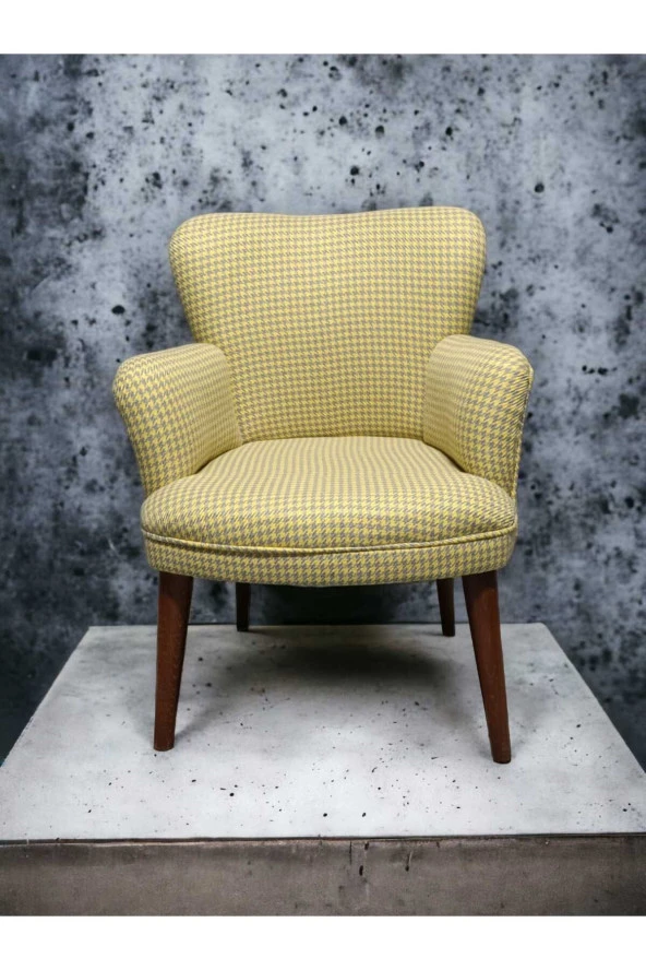 Tekli Koltuk- Berjer- Çay Seti Koltuk Takımı- Kaz Ayağı Kumaş- Sarı - 2