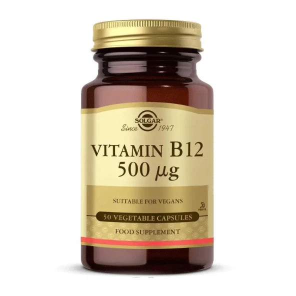 Solgar Vitamin B12 500 MG 50 Kapsül - Diş Beyazlatıcı Köpük Hediye