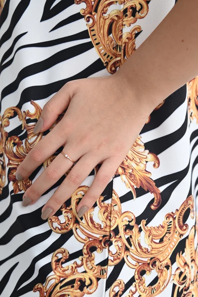 Kadın Desenli Kısa Kollu Elbise 5167-23 - 6