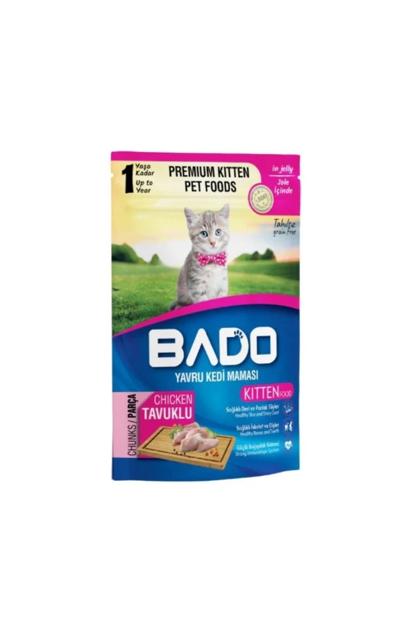 BADO Yavru Kedi Yaş Mama Parça Tavuk Etli 85 Gr