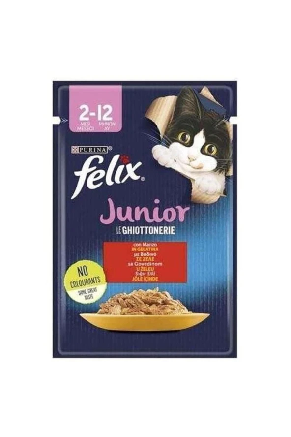 FELIX Pouch Junior Sığır Etli Yavru Kedi Konservesi 85 gr