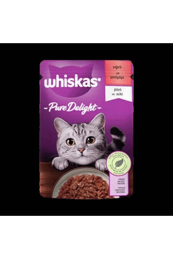 WHİSKAS Pouch Pure Delight Jöle Içinde Sığır Etli Yetişkin Kedi Konservesi 85 gr