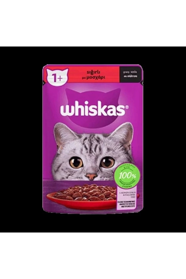 WHİSKAS Pouch Sos Içinde Sığır Etli Yetişkin Kedi Edi Konservesi 85gr