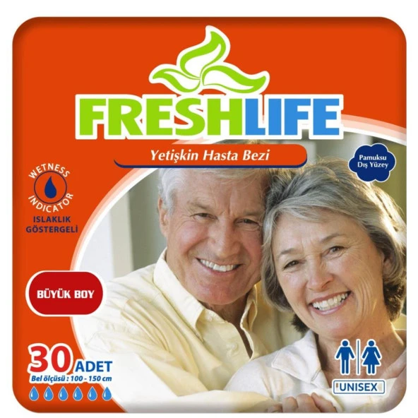 Freshlife 30 Adet Large Belbantlı Islaklık Göstergeli Hasta Bezi