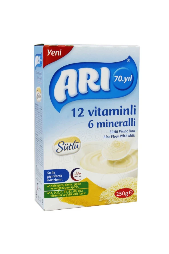 ARI MAMA 12 Vitaminli 6 Mineralli Sütlü Pirinç Unu 250 gr ürün görseli