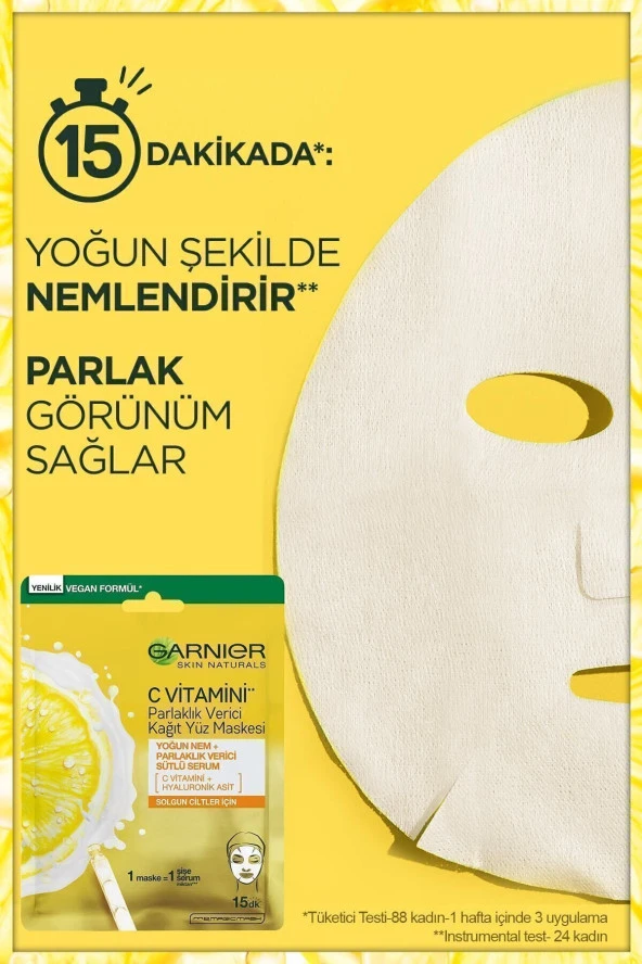 GARNİER C Vitamini Parlaklık Verici Kağıt Yüz Maskesi - 2