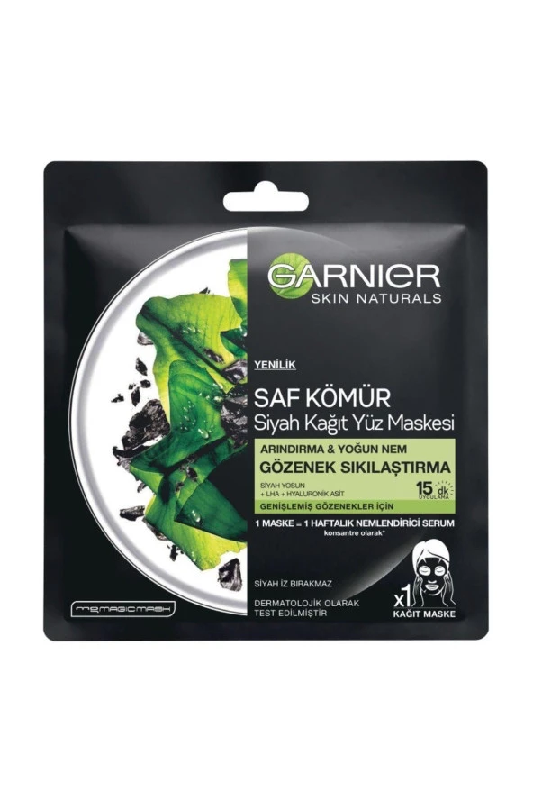 GARNİER Skin Naturals Gözenek Sıkılaştırma Siyah Kağıt Maske 28 Gr