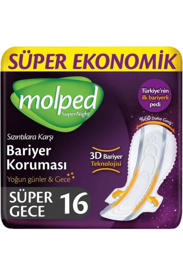 MOLPED Super Night Süper Gece Hijyenik Ped 16 Lı