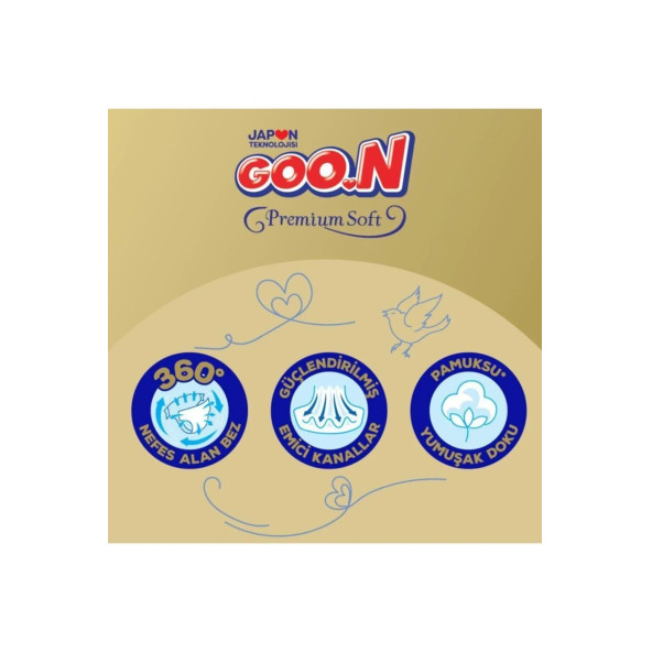 Goo.n Premium Soft 1 Numara Süper Yumuşak Yenidoğan Bant Bebek Bezi - 50 Adet - 2