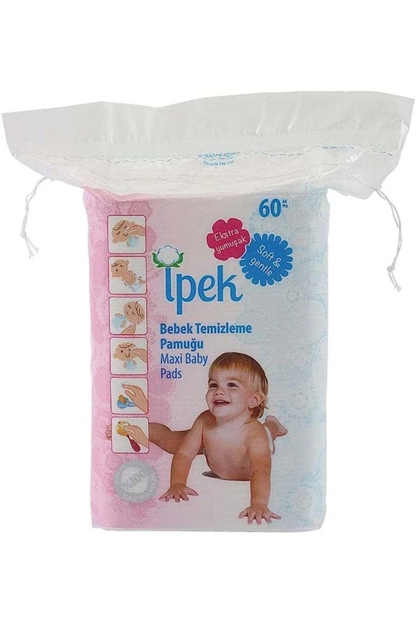 İPEK Bebek Temizleme Pamuğu 60 Adet Tekli Pk