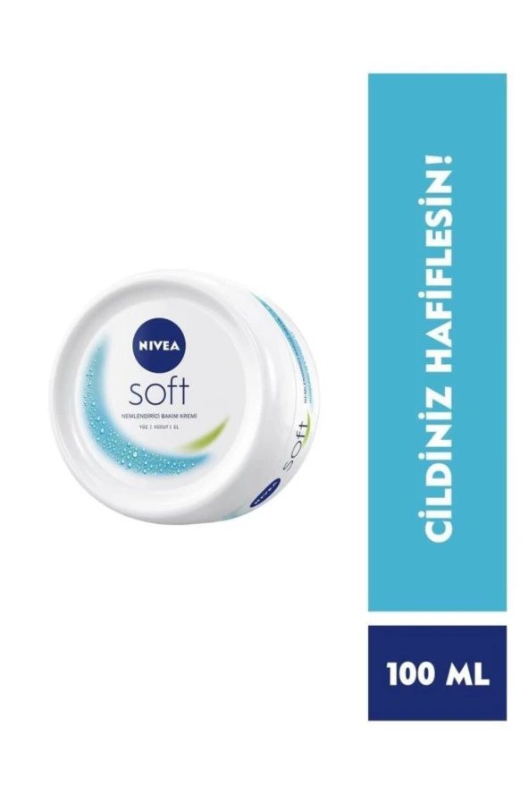 NIVEA Soft Krem 100ml,nemlendirici Bakım Kremi, Yüz, Vücut, El, Jojoba Yağı Ve E Vitamini,tüm Cilt Tipleri