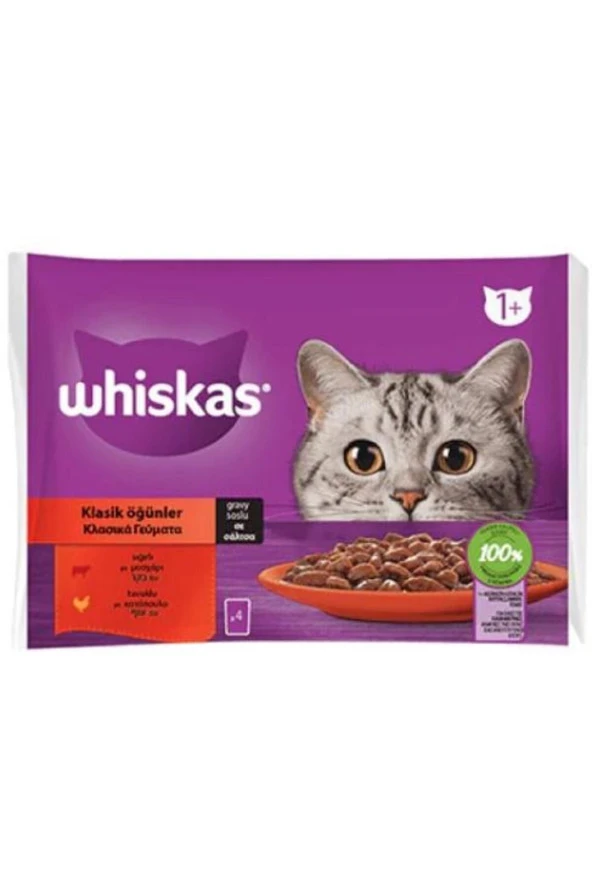 WHİSKAS Pouch Sos Içinde Sığırlı/tavuklu Kedi Konservesi 85gr (4 Lü )