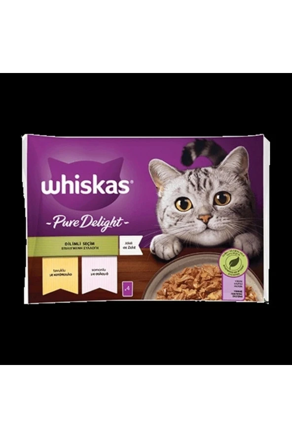 WHİSKAS Pouch Pure Delight Jöle Içinde Tavuklu/somonlu Kedi Konservesi 85gr ( 4´lü )