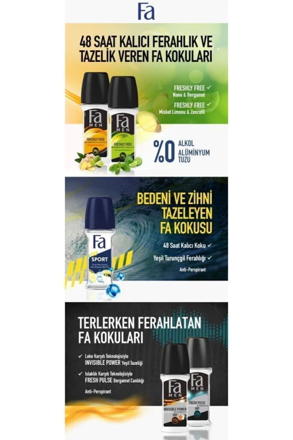 FA Men Sport Yeşil Turunçgil Ferahlığı Roll-on 50 ml - Resim 3