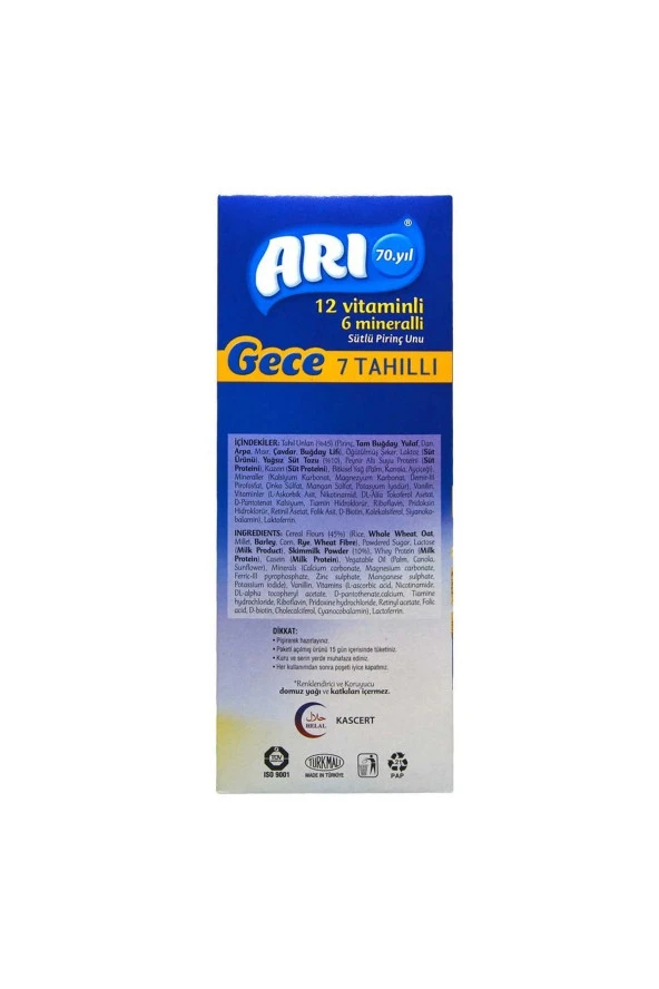 ARI Mama Gece 7 Tahıllı 12 Vitamin 6 Mineralli Pirinç Unu 500 gr - Resim 4