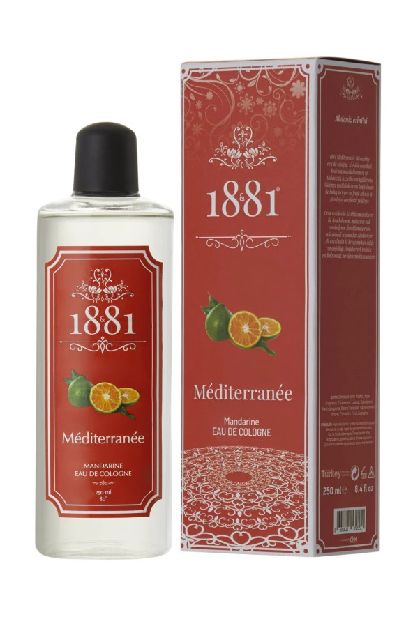 1881 KOLONYA Mediterranee & Mandarine Kolonya 250 Ml Cam Şişe 80 Derece