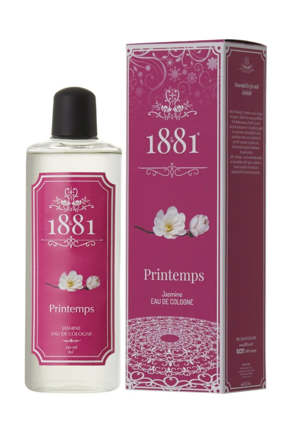 1881 KOLONYA Printems & Jasmine Kolonya 250 Ml Cam Şişe 80 Derece