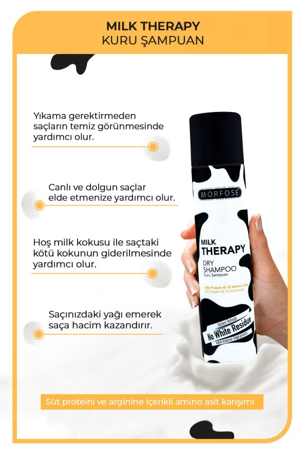 MORFOSE Milk Therapy Kuru Şampuan 200 ml - Besleyici, Hacim Veren, Temiz Görünüm Sağlayan Güçlü Saç Etkisi - 2