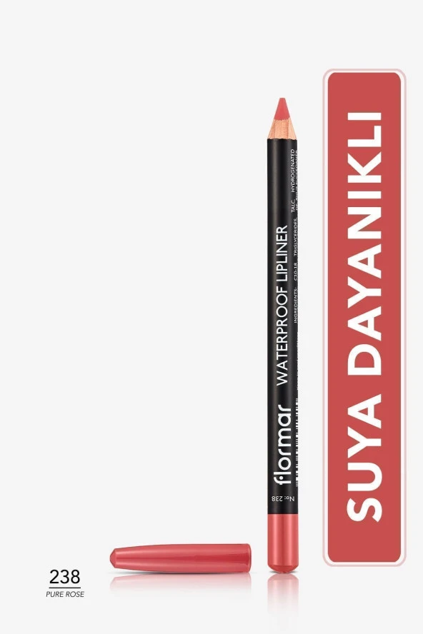 FLORMAR Suya Dayanıklı Dudak Kalemi - Waterproof Lipliner 238 Pure Rose 8690604567515