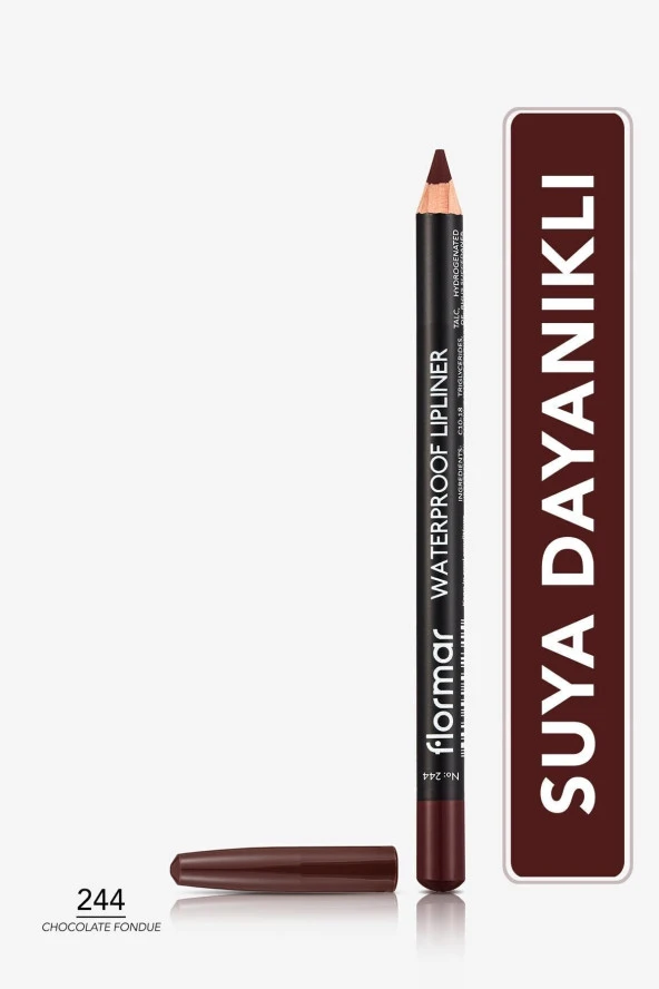 Flormar Suya Dayanıklı Dudak Kalemi (Kahve) - Waterproof Lipliner - 244 Chocolate Fondue - 8690604567591