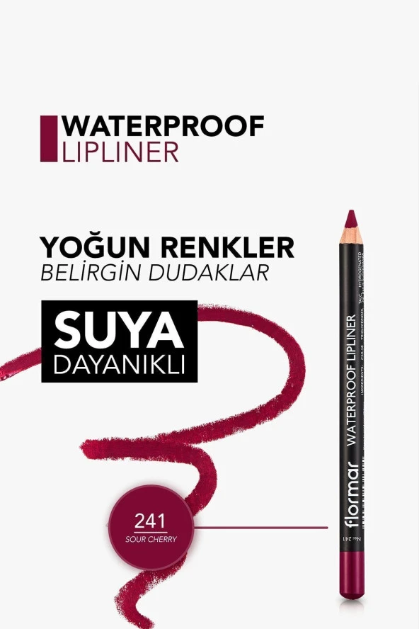 FLORMAR Waterproof Lipliner - Suya Dayanıklı Dudak Kalemi No:241 Sour Cherry 1.14 g 8690604567553 - 5