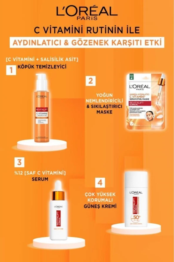L'OREAL PARİS Revitalift Clinical Anında Aydınlatıcı C Vitamini Serum Etkili Maske - 2
