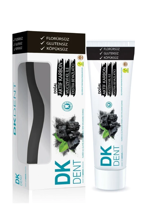 DKDENT Aktif Karbonlu Diş Macunu Diş Fırçalı 75 ml