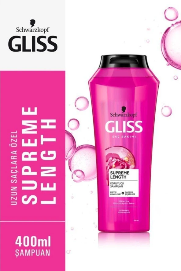 GLİSS Supreme Length Koruyucu Şampuan - Biotin Kompleksi Ve Şakayık Çiçeği Özü Ile 400 ml