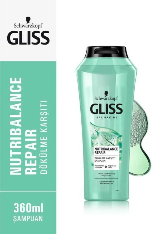 GLİSS Nutribalance Repair Dökülme Karşıtı Şampuan - Prebiyotik Aktifler Ve Huş Ağacı Suyu Ile 360 ml