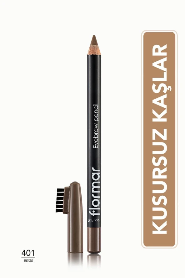 FLORMAR Özel Fırça Kapaklı Kaş Kalemi (AÇIK KAHVERENGİ) - Eyebrow Pencil - 401 Beıge - 8690604109418