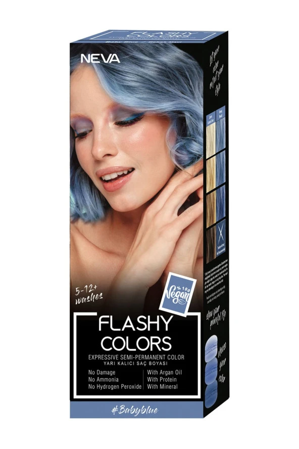 NEVA Flashy Colors Yarı Kalıcı Saç Boyası Baby Blue / Bebek Mavi 100 ml