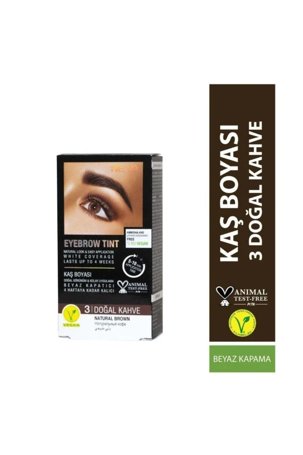 NEVA Eyebrow Tint Vegan Kaş Boyası Seti 3 Doğal Kahve