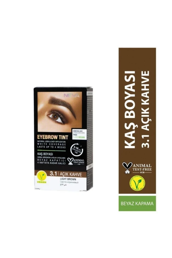 NEVA Eyebrow Tint Vegan Kaş Boyası Seti 3.1 Açık Kahve