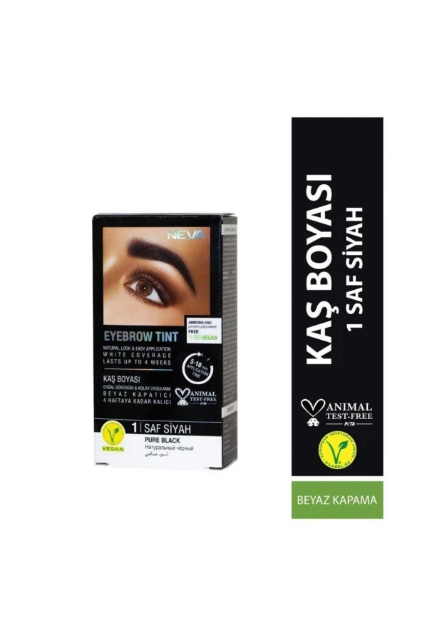 NEVA Eyebrow Tint Vegan Kaş Boyası Seti 1 Saf Siyah