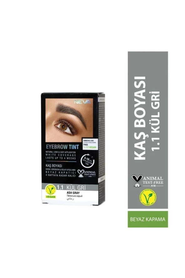 NEVA Eyebrow Tint Vegan Kaş Boyası Seti 1.1 Kül Gri