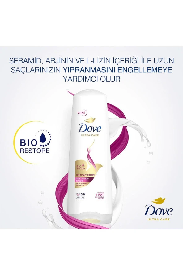 DOVE Ultra Care Saç Bakım Kremi Uzun Saç Terapisi Uzun Yıpranmış Saçlar Için 350 ml - Resim 3