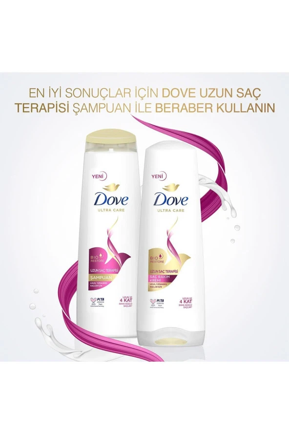 DOVE Ultra Care Saç Bakım Kremi Uzun Saç Terapisi Uzun Yıpranmış Saçlar Için 350 ml - Resim 5