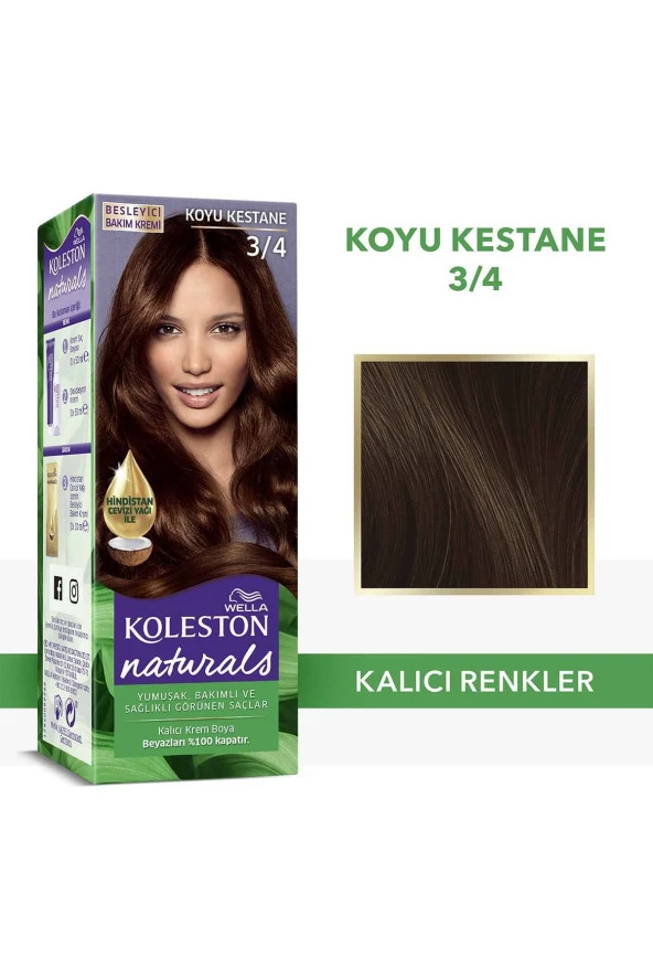 WELLA Koleston Naturals Saç Boyası 3/4 Koyu Kestane