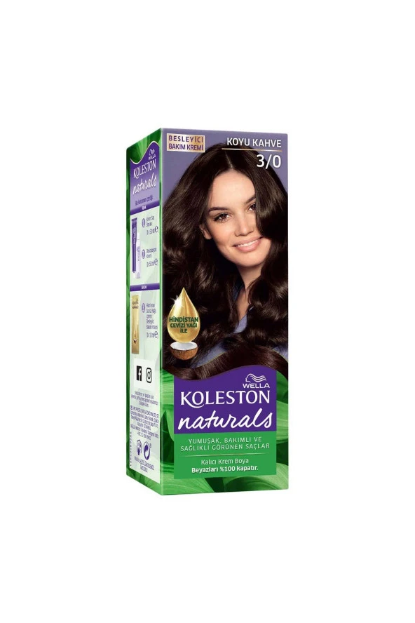 Wella Koleston Naturals Saç Boyası 3/0 Koyu Kahve - Resim 2