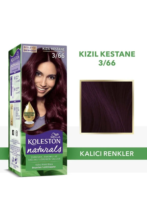 WELLA Koleston Naturals Saç Boyası 3/66 Kızıl Kestane