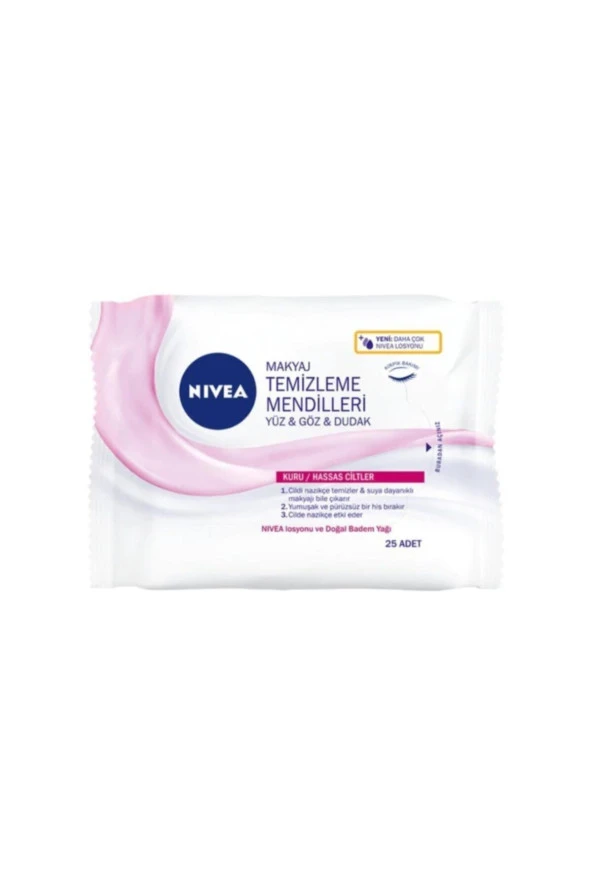 NIVEA 3'ü 1 Arada Makyaj Temizleme Mendilleri Kuru Ciltler 25 Adet