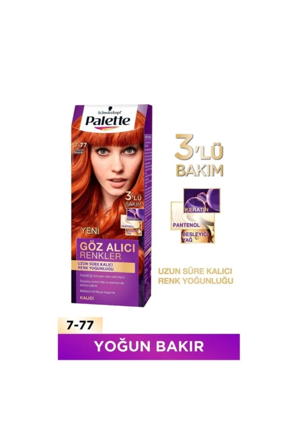 Palette Göz Alıcı Renkler Saç Boyası 7-77 Yoğun Bakır - 2