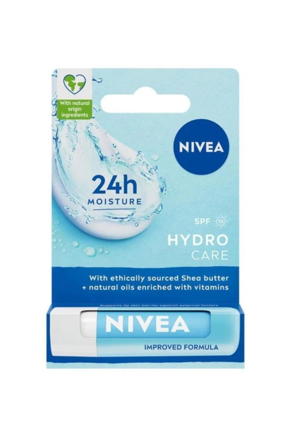 NIVEA Hydro Care Dudak Bakım Kremi 4.8gr, Gün Boyu Nemlendirici Ve Koruyucu, Spf15, Doğal Yağlar Içerir - Resim 2