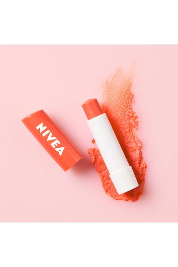 NIVEA Dudak Bakım Kremi Ve Dudak Parlatıcı 4.8gr, Şeftali Kokusu, 24 Saat Nemlendirici, Hafif Pembe Işıltı - 3