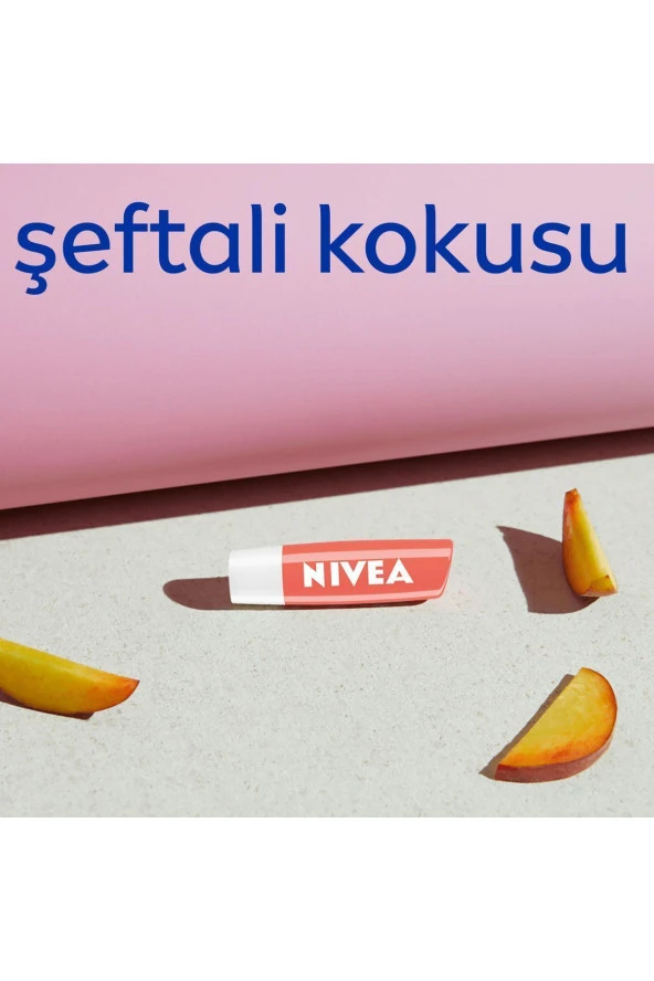 NIVEA Dudak Bakım Kremi Ve Dudak Parlatıcı 4.8gr, Şeftali Kokusu, 24 Saat Nemlendirici, Hafif Pembe Işıltı - 5