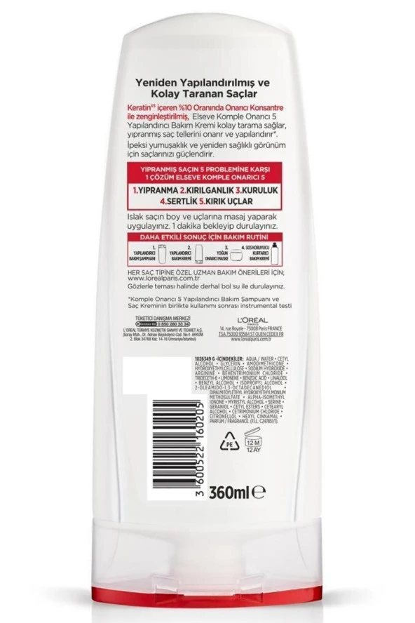 ELSEVE L'oréal Paris Komple Onarıcı 5 Yapılandırıcı Bakım Kremi 360 ml - 3