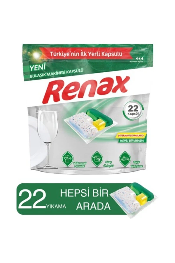 RENAX Bulaşık Makinesi Kapsülü Hepsi Bir Arada 22 Li