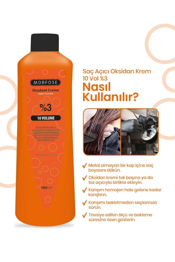 MORFOSE Saç Açıcı Oksidan Krem 10 Vol %3 1000 ml - Resim 3