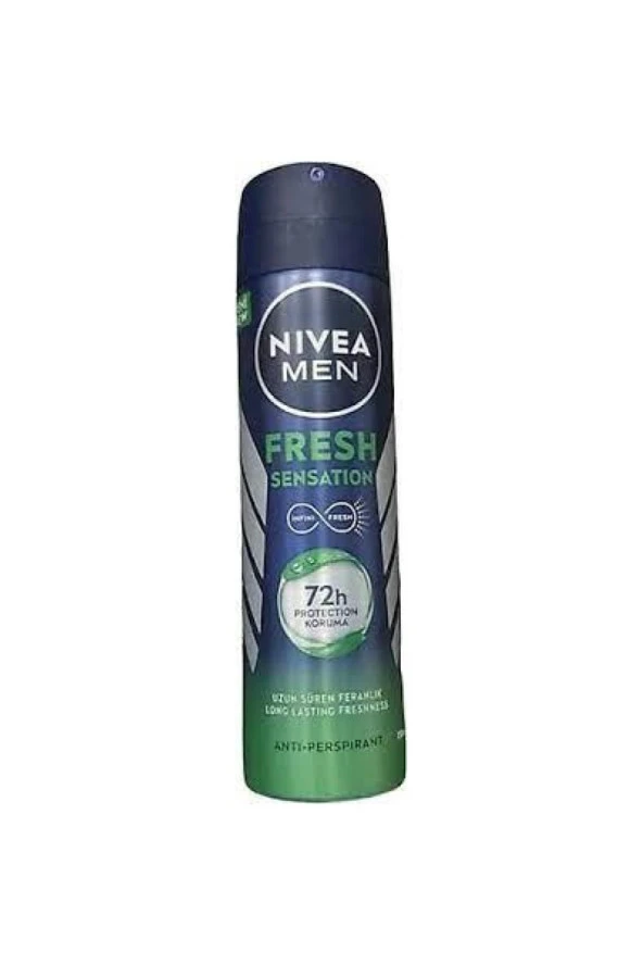 Nıvea Men Fresh Sensation Sprey Deodorant 150 Ml,72 Saat Anti-Perspirant Koruma,Uzun Süren Ferahlık